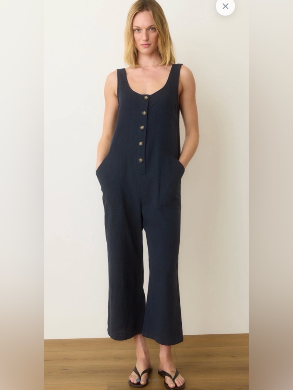 Marine layer Sydney Beach Hemp/Tencel Jumpsuit in India Ink sz XS